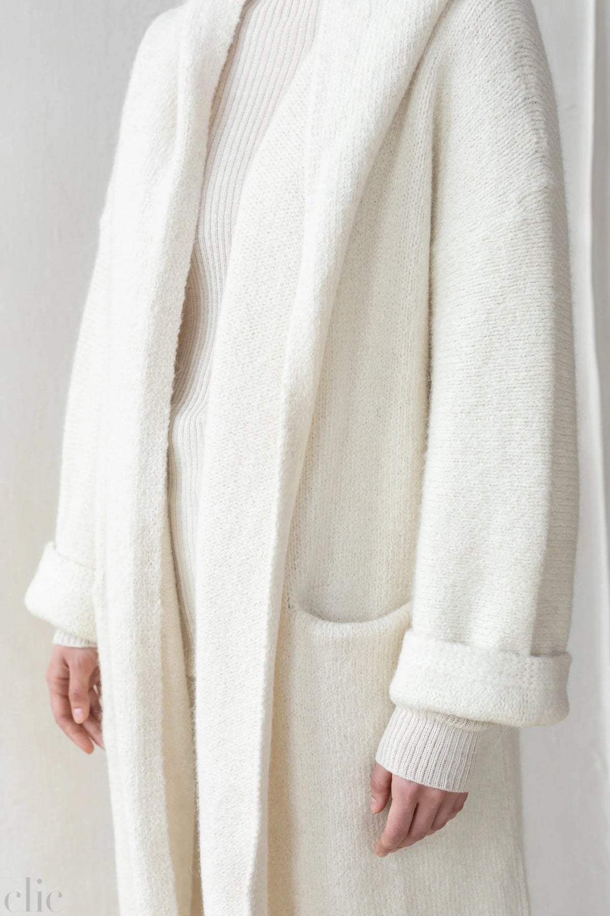 Otono Alpaca Cardigan Coat in Ivory, from La Tierra