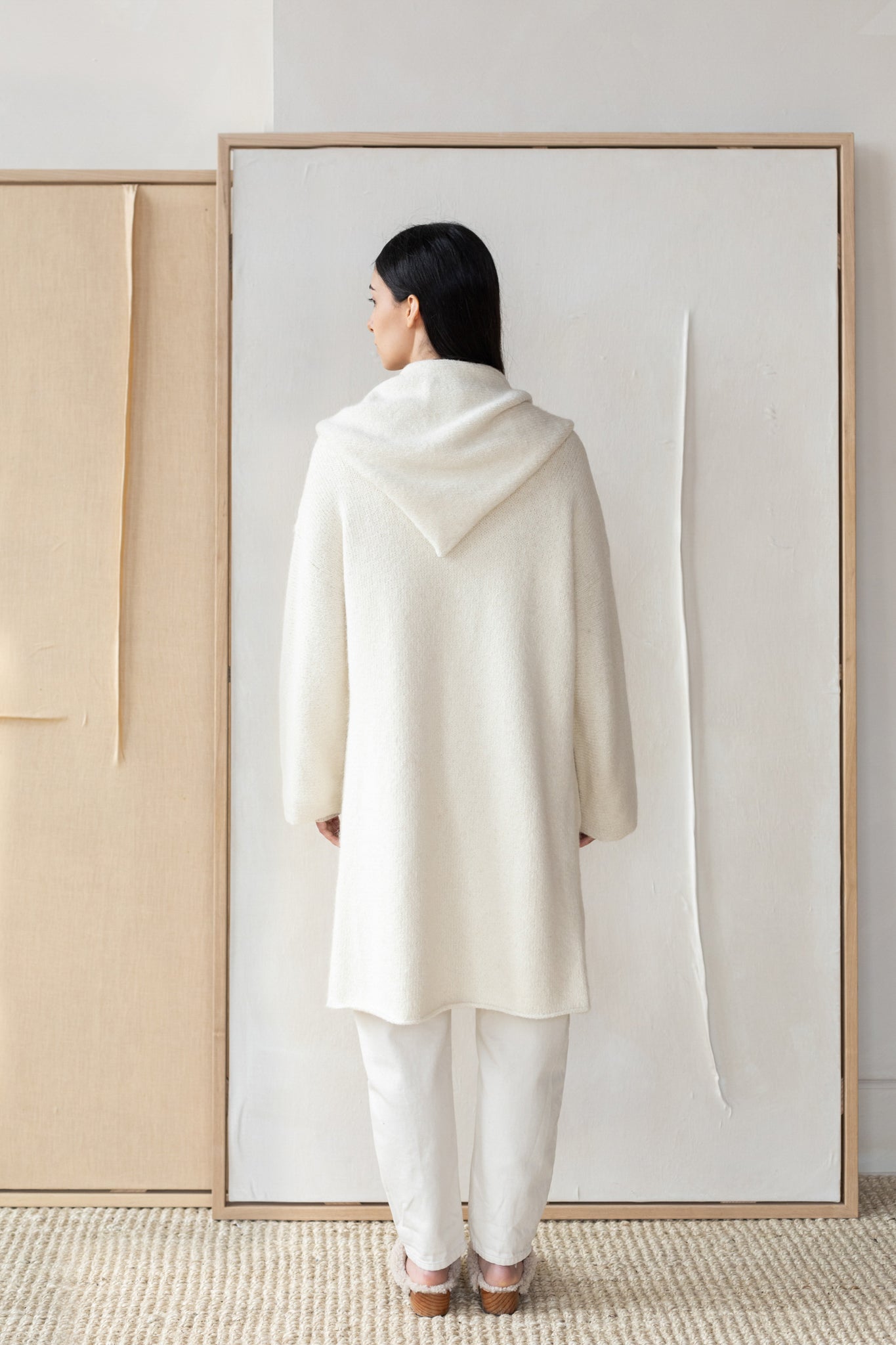 Otono Alpaca Cardigan Coat in Ivory, from La Tierra
