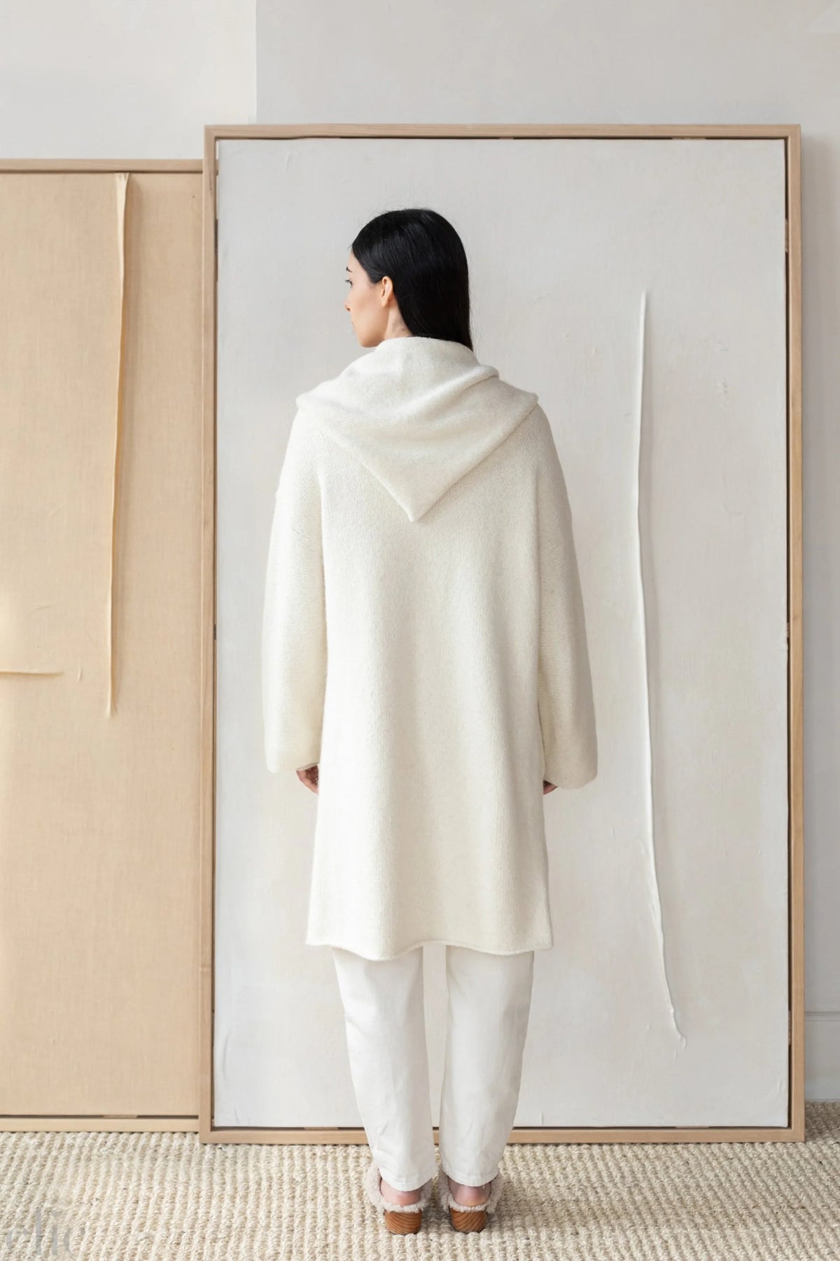 Otono Alpaca Cardigan Coat in Ivory, from La Tierra