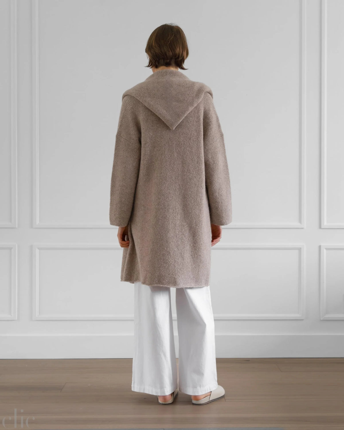 Otono Cardigan Coat in Taupe, from La Tierra