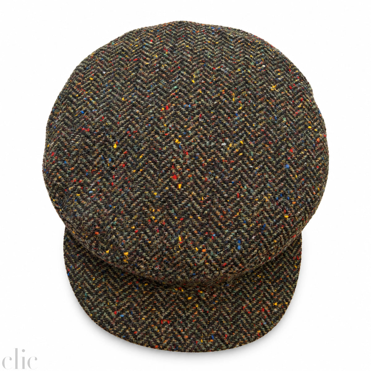 Skipper Tweed Herringbone Cap in Brown and Khaki, from Hanna Hats