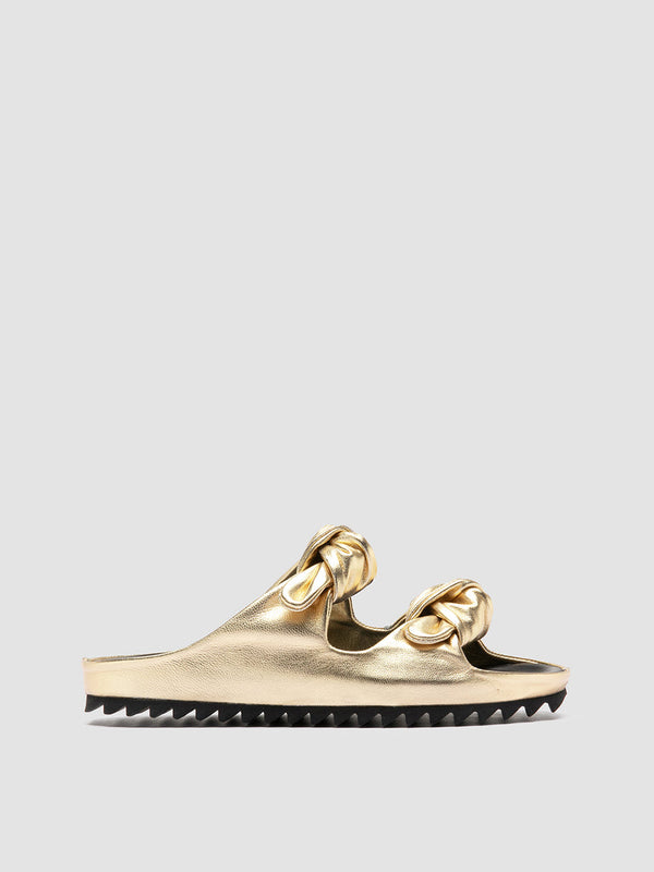 Pelagie Gold Leather Slide Sandals, from Officine Creative