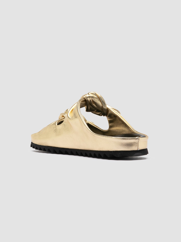 Pelagie Gold Leather Slide Sandals, from Officine Creative