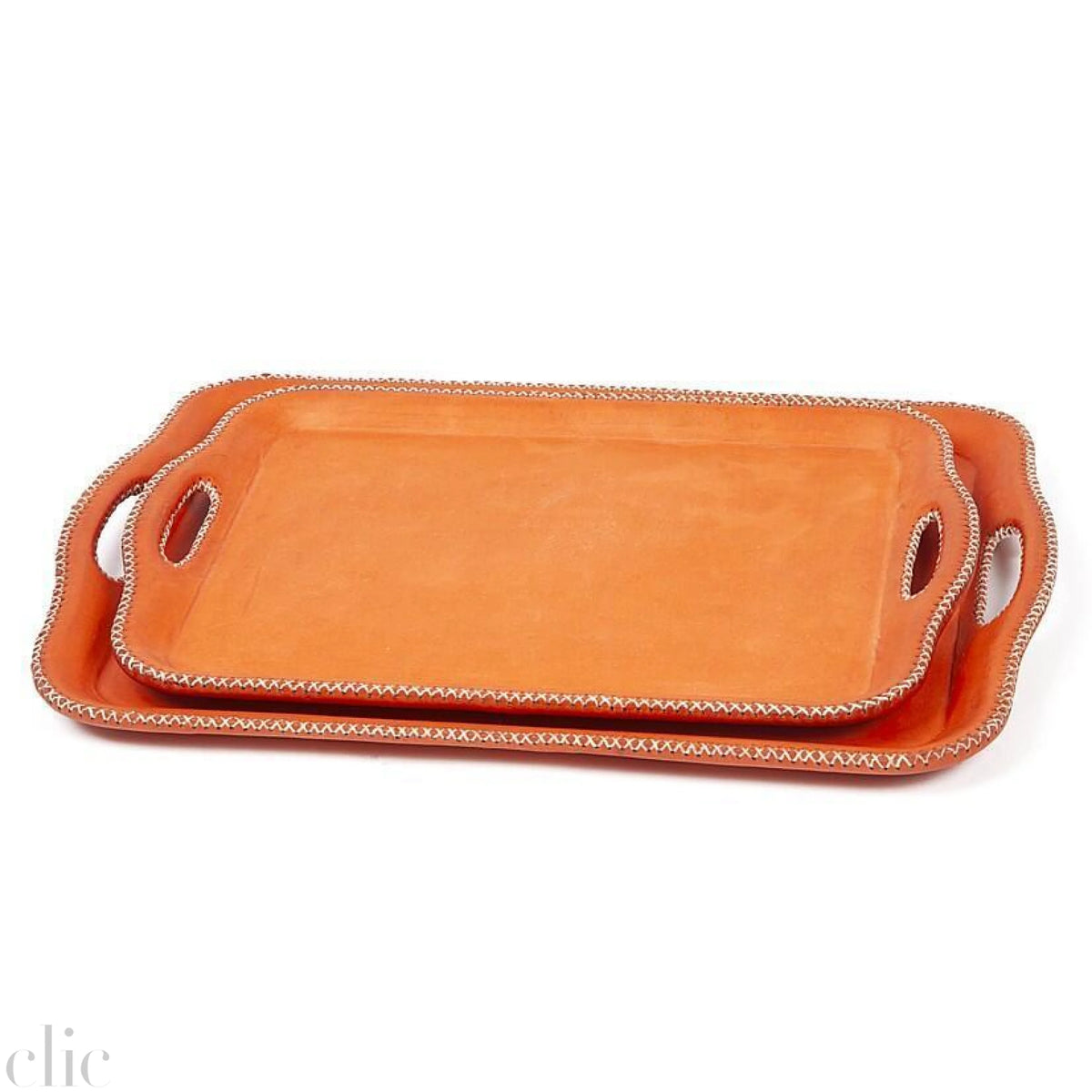 Flat Tray with Perforated Handle in Natural