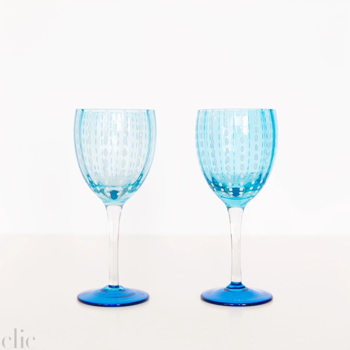 Perle Wine Goblet in Aquamarine, from Zafferano
