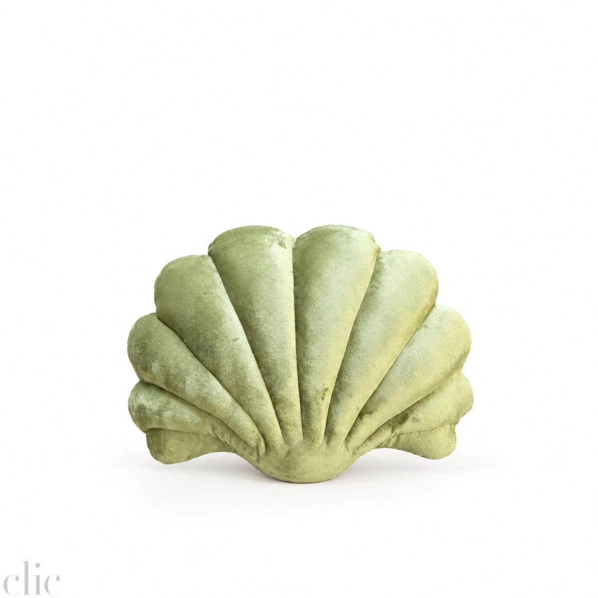 Small Shell Velvet Pillow in Chartreus