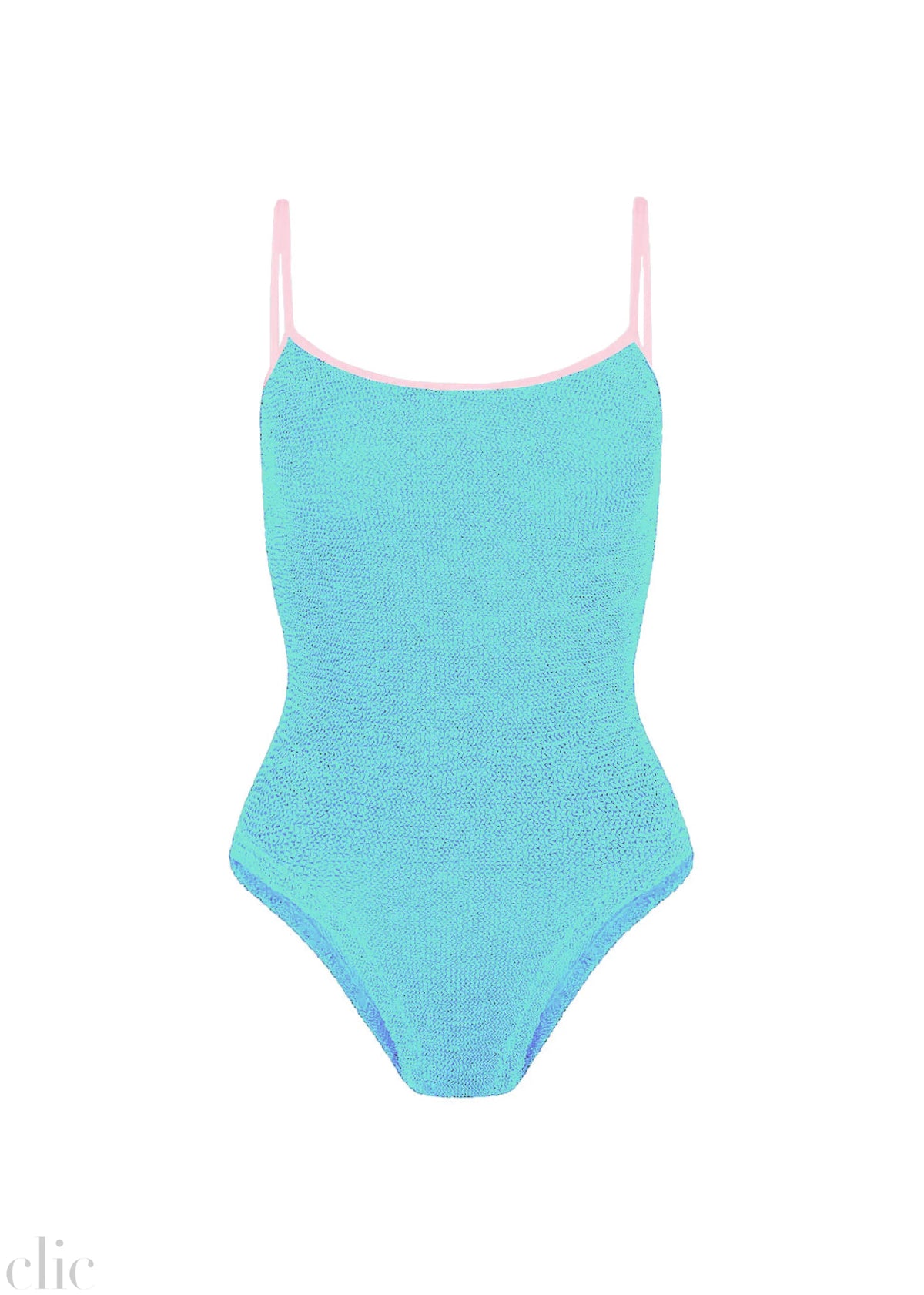 Pamela Contrast One Piece in Aqua & Bubblegum, from Hunza G