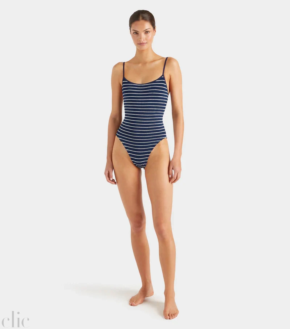 Pamela Swim with Navy & White Stripes, from Hunza G