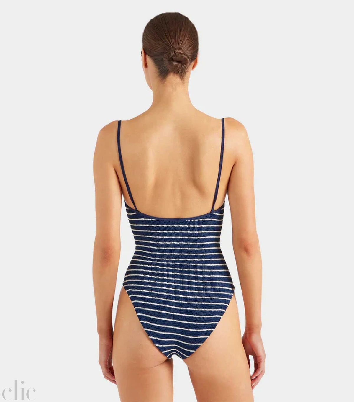 Pamela Swim with Navy & White Stripes, from Hunza G
