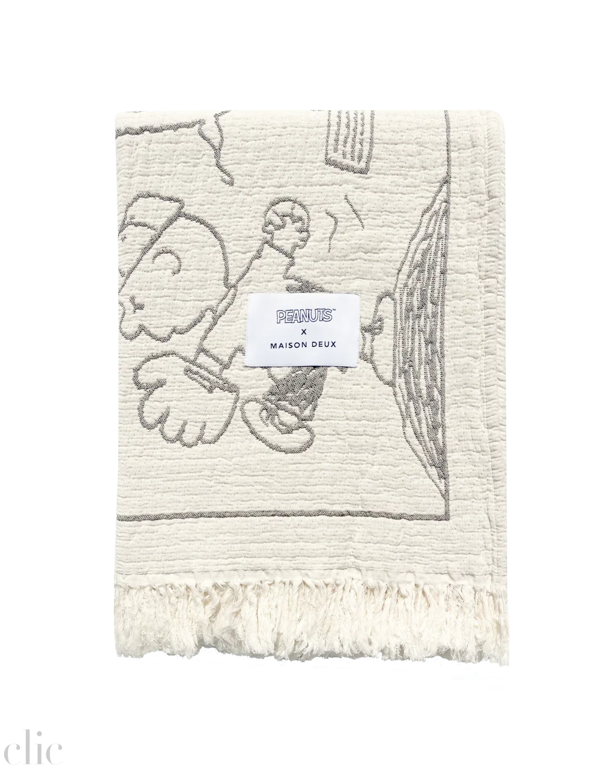 Peanuts Baseball Comic Blanket in Black and White, from Maison Deux