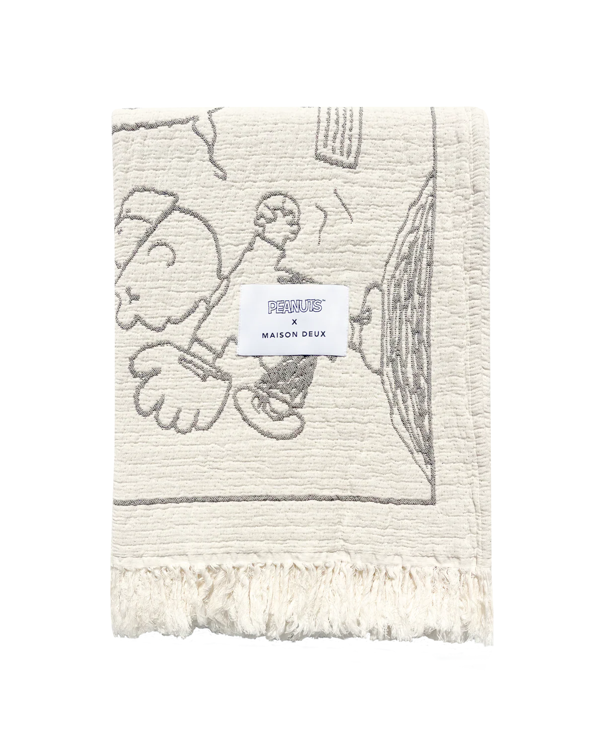 Peanuts Baseball Comic Blanket in Black and White, from Maison Deux
