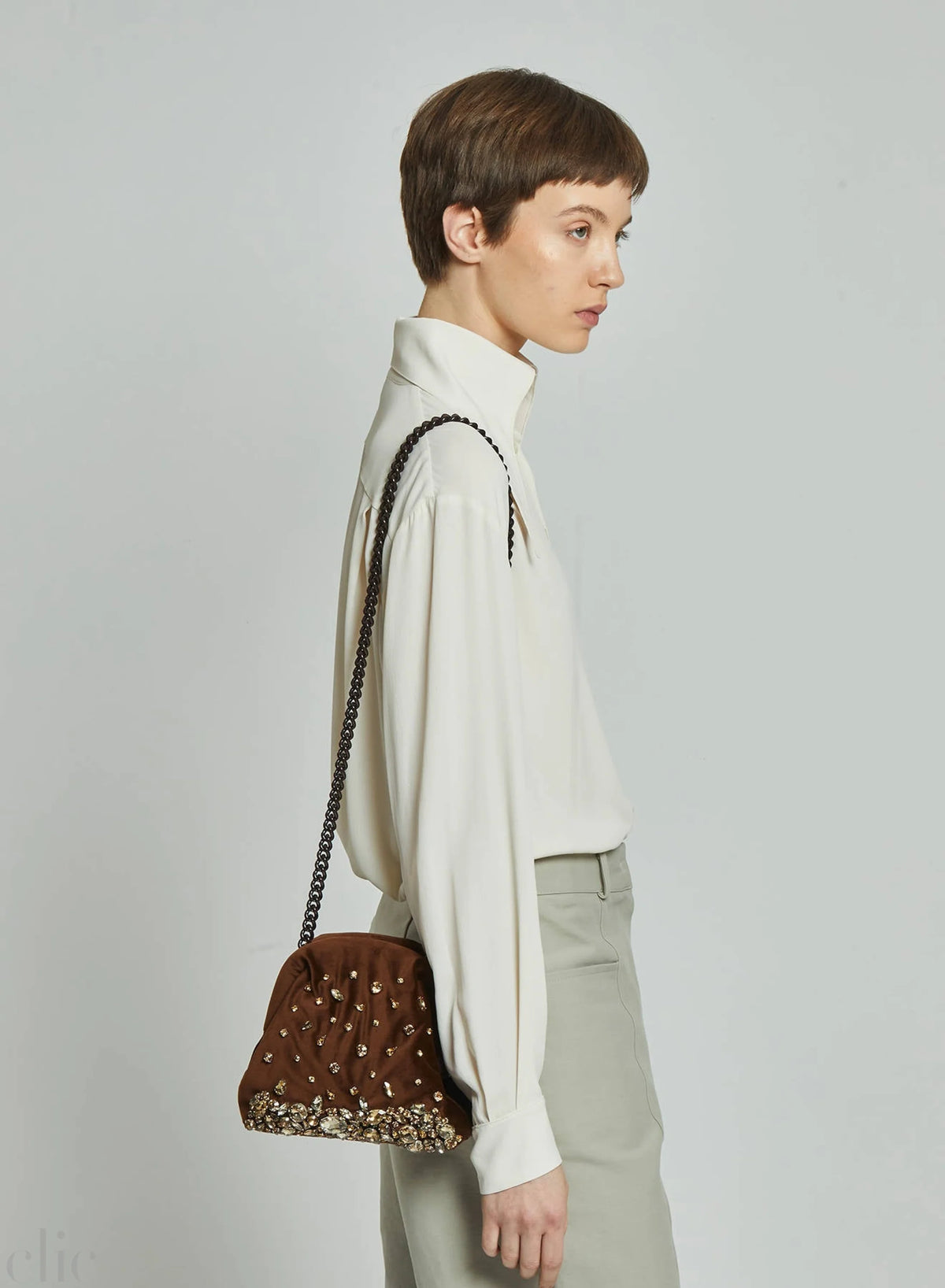 Pepita Clutch in Brown, from Maria La Rosa