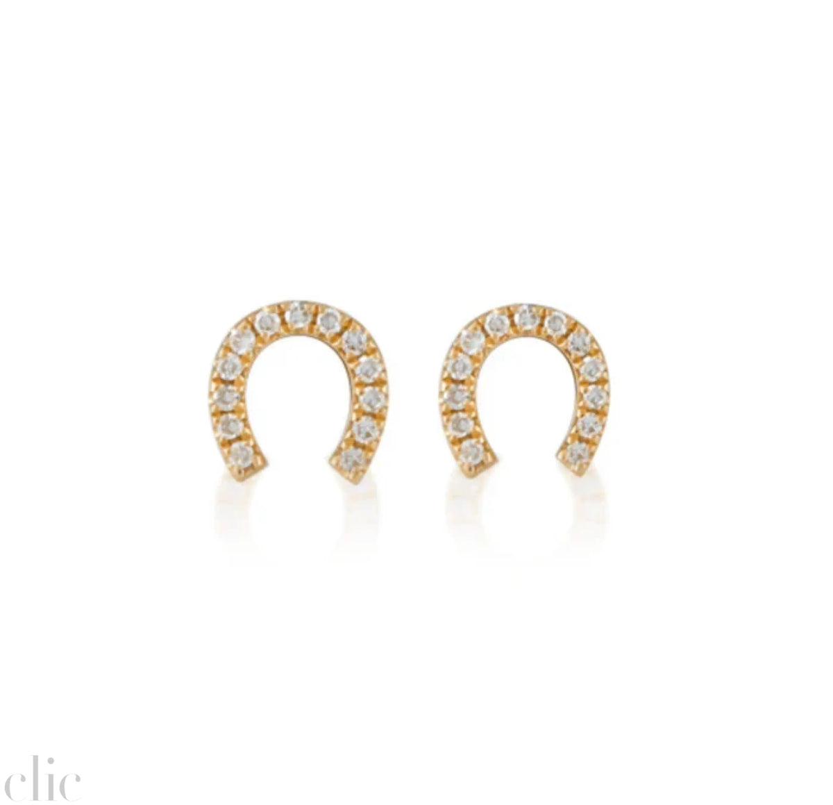 Petite Horseshoe Studs with Pave Diamonds, from Zofia Day