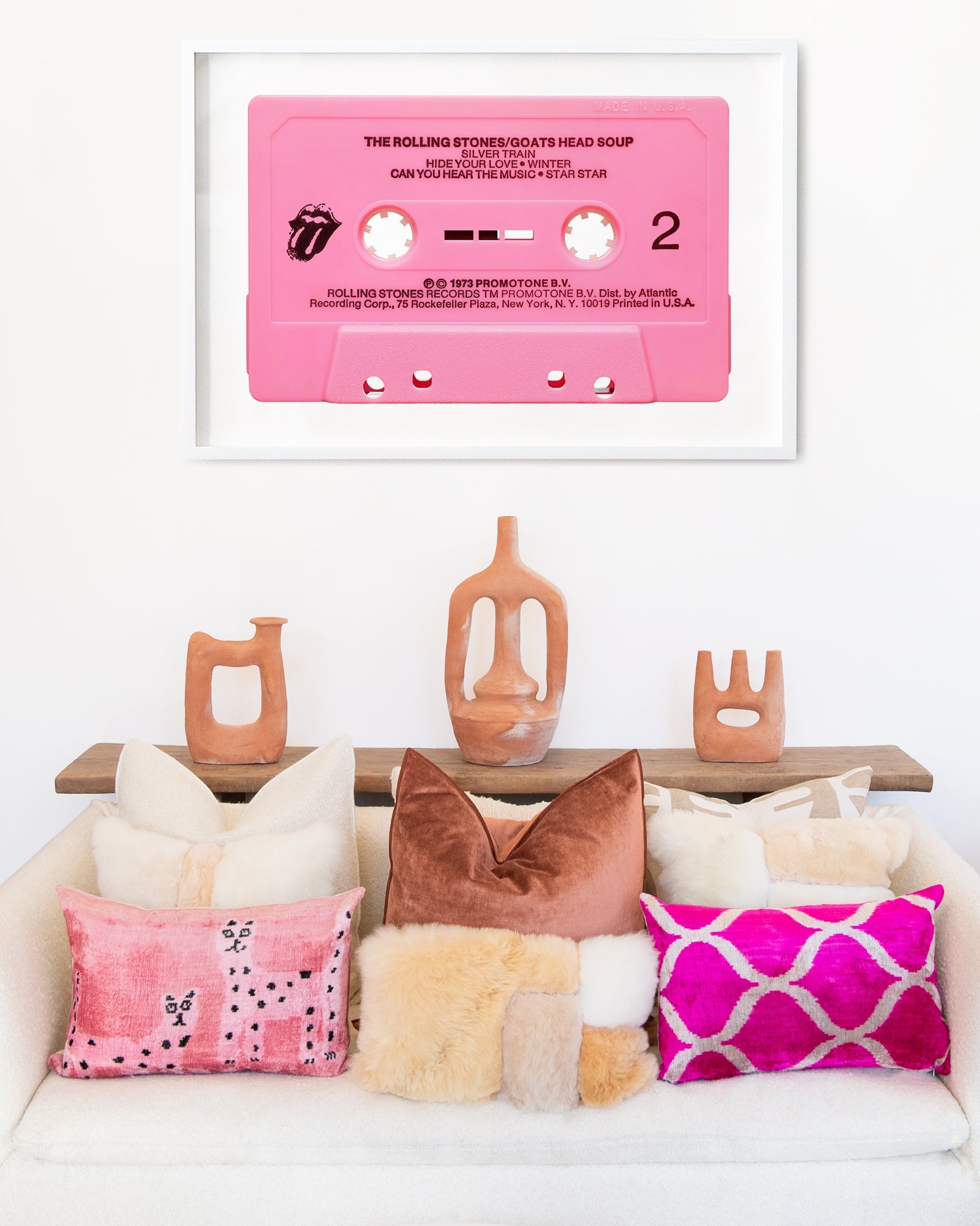 Hollywood Pink Ikat Silk & Velvet Pillow, from MD Home