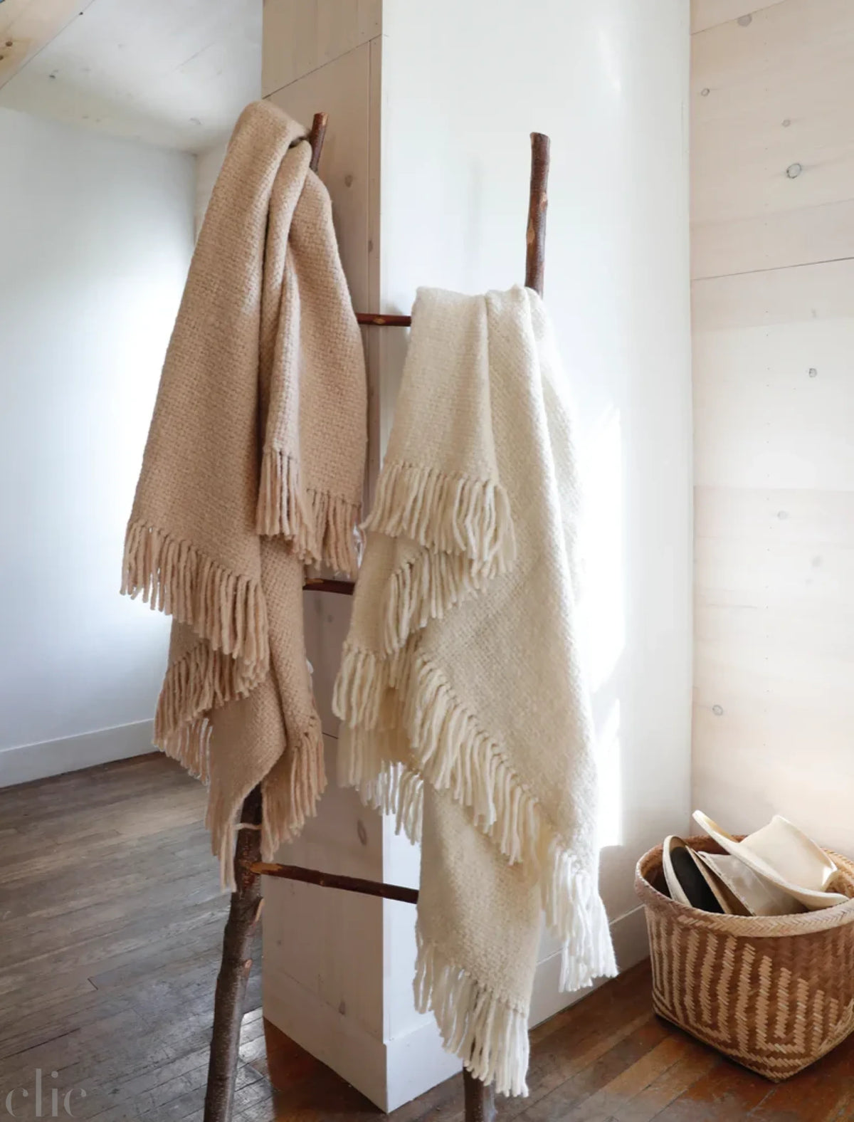 Hand Loomed Blanket in Nude