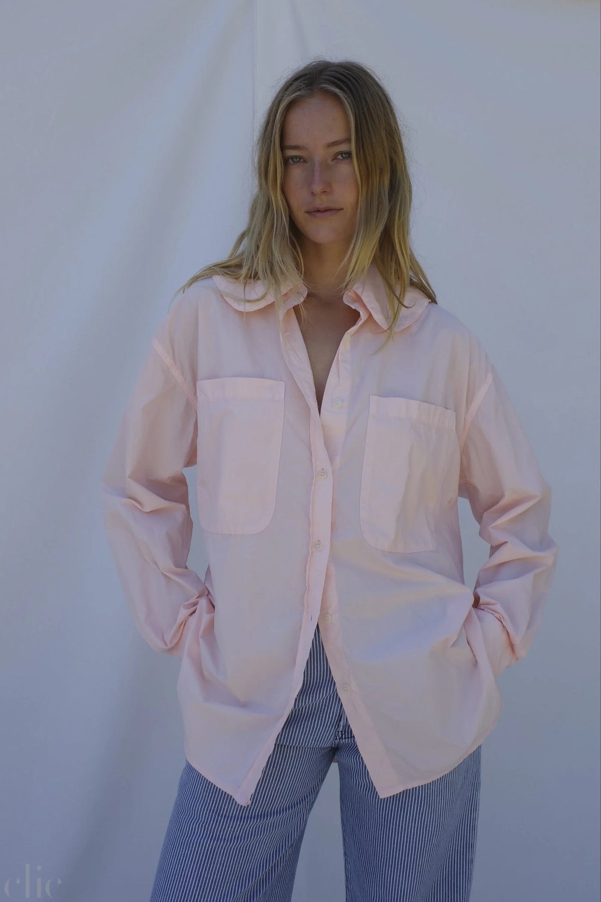 Hollis Oversized Shirt in Conch Pink, from Emma Rothkopf