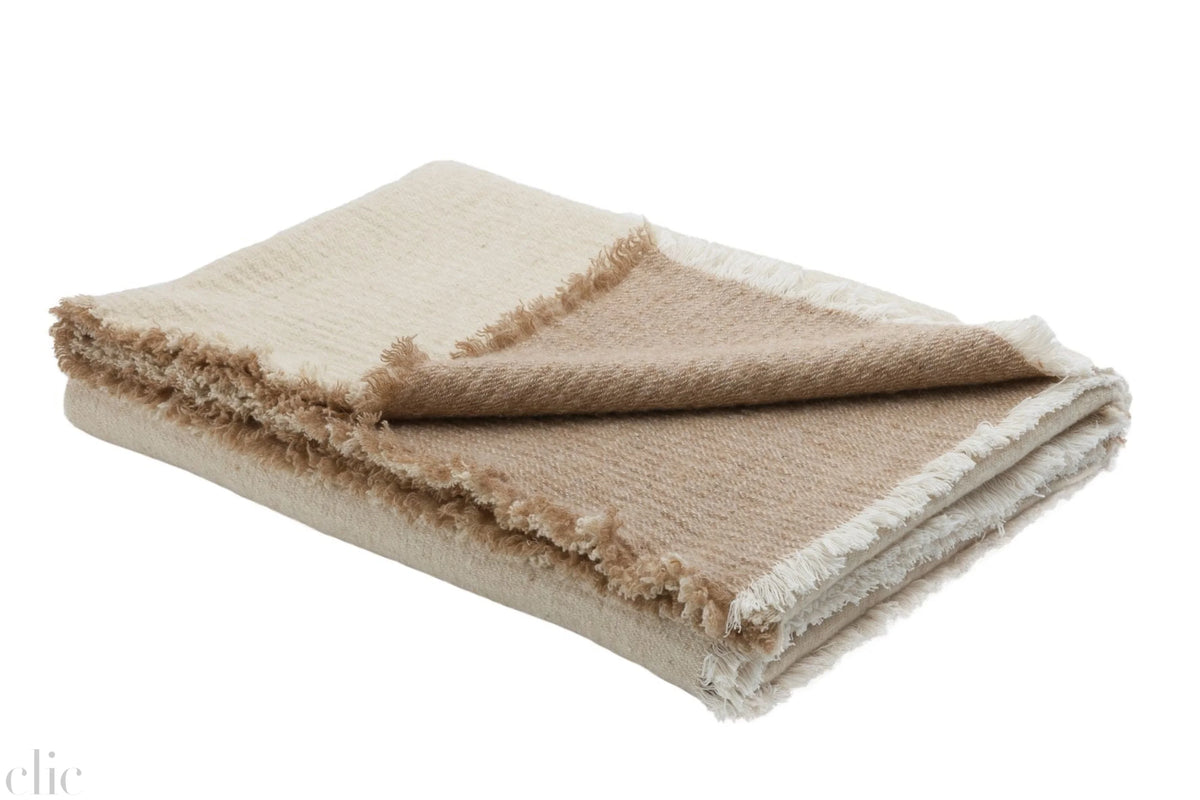 Virgin Wool and Cotton Throw in Orgeat and Fior di Latte, from Maison de Vacances