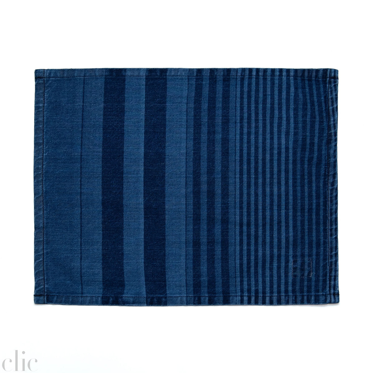 Regimental Stripe Placemat Laser Printed in Medium Wash, from Mi Cocina