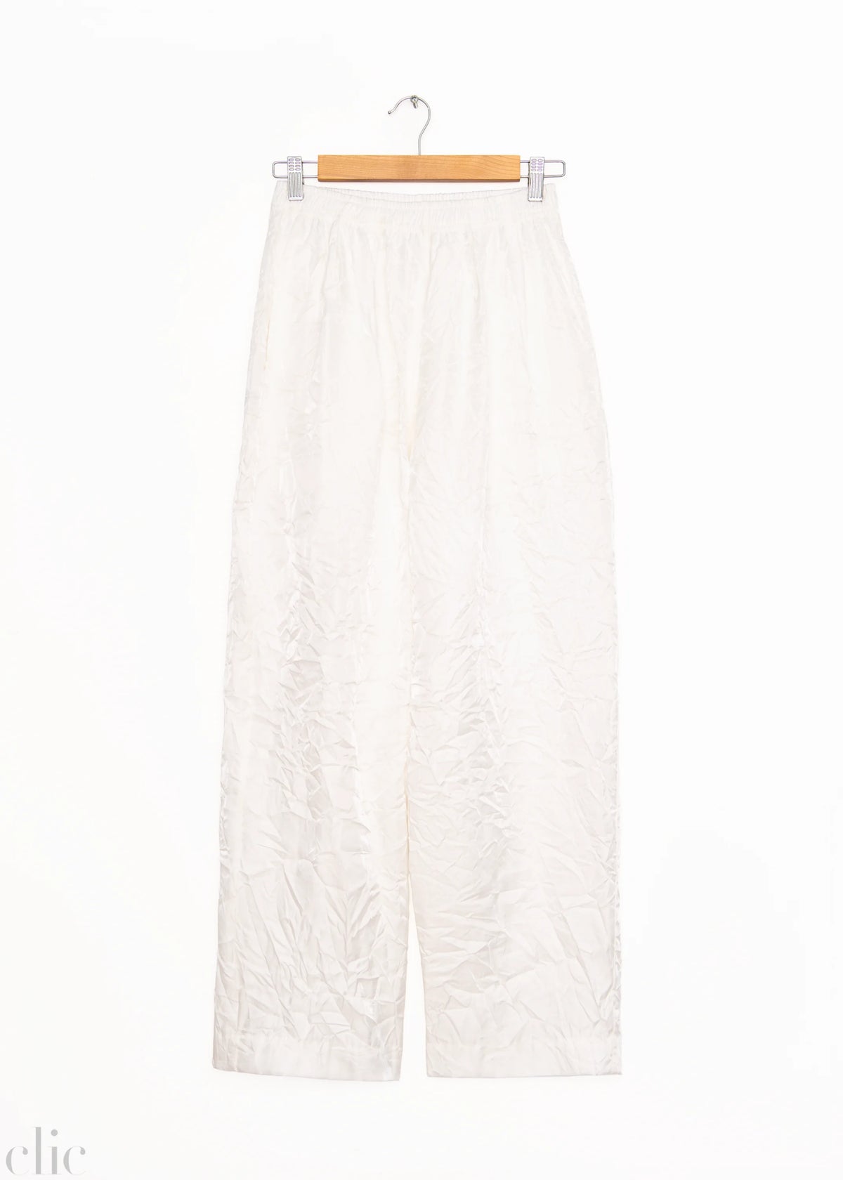Crushed Silk Relaxed Trouser in White, from Modern Weaving
