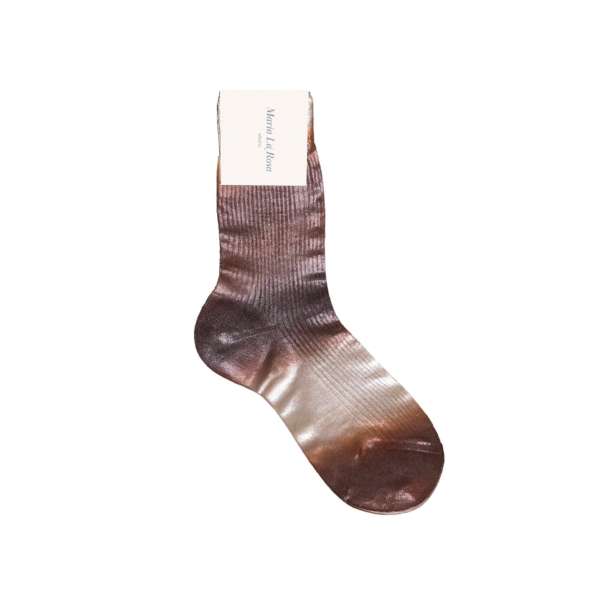 Ribbed Laminated Sock in Flash Brown, from Maria La Rosa