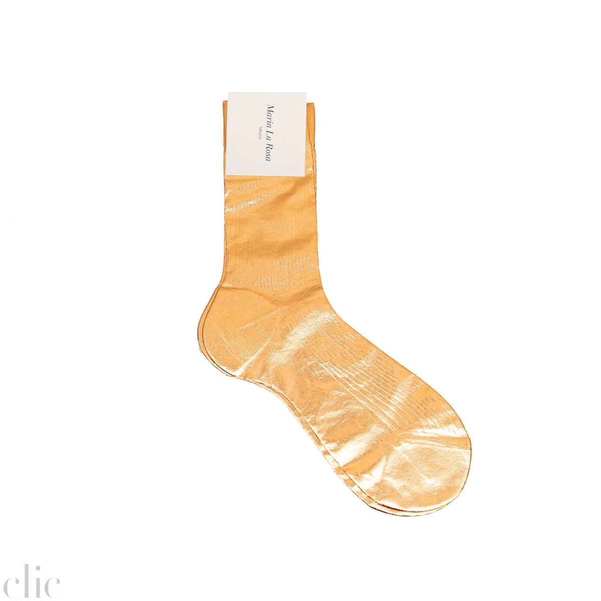 Ribbed Laminated Sock in Rame, from Maria la Rosa