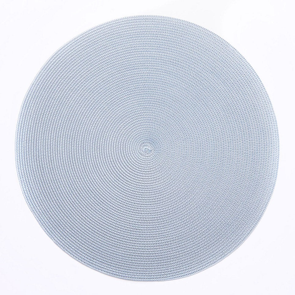 Round Placemat in Silver and French Blue, from Deborah Rhodes