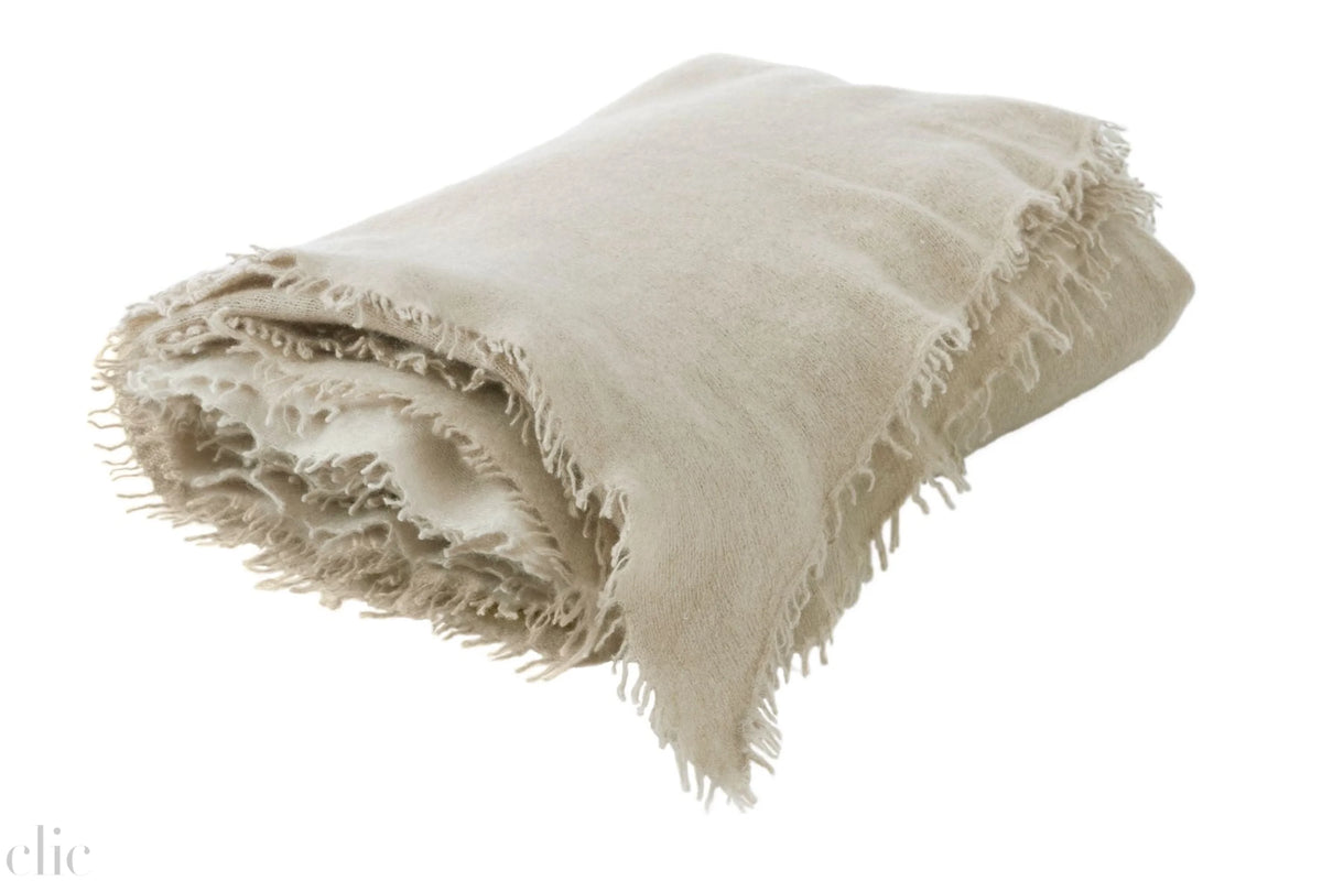 Cashmere Fringed Throw in Sable, from Maison de Vacances