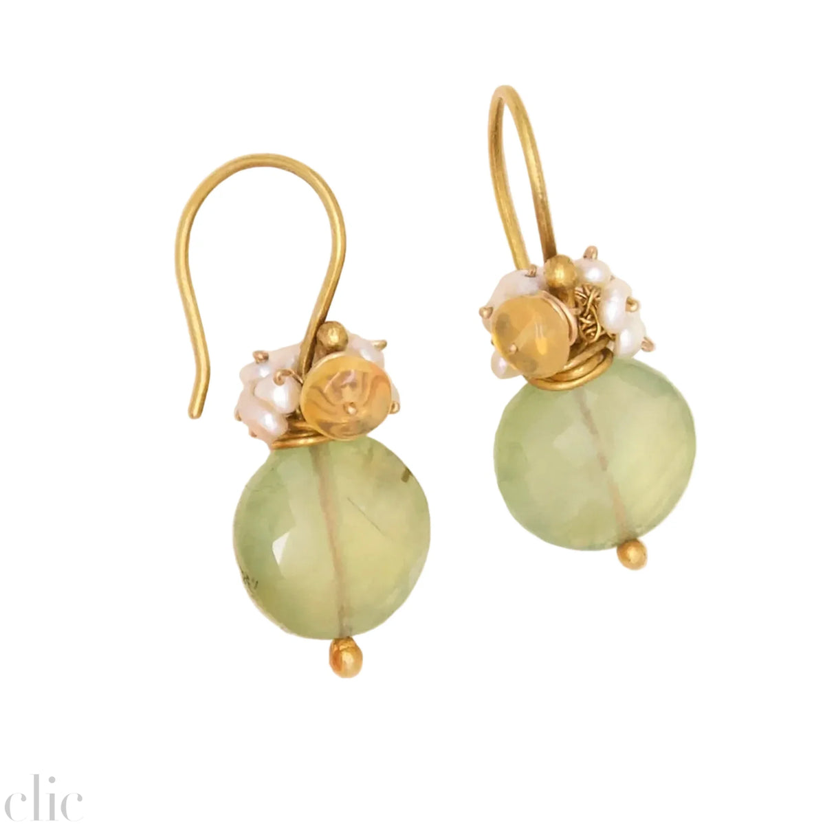 Prehnite Coin Fringe Earring, from Riversong