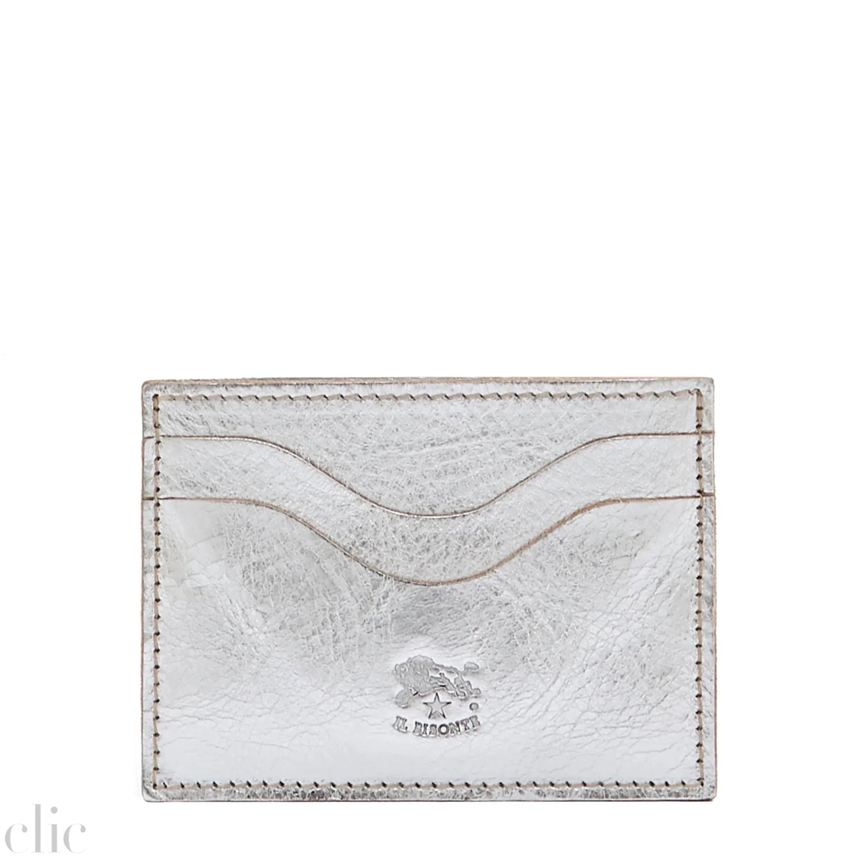 Salina Card Case in Metallic Silver, from IL Bisonte