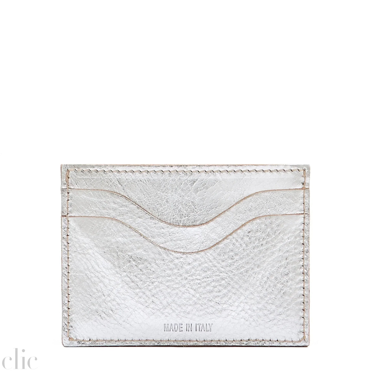Salina Card Case in Metallic Silver, from IL Bisonte