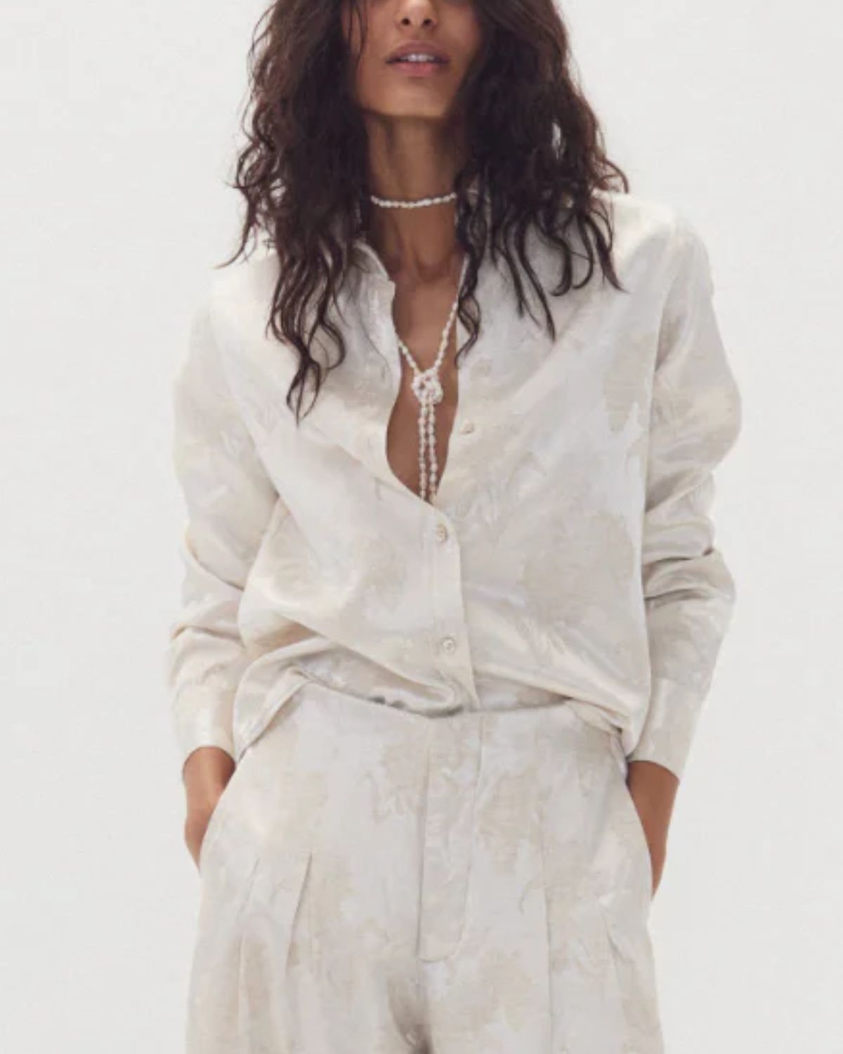 San Marino Brocade Shirt in Ivory Garden, from Lanhtropy