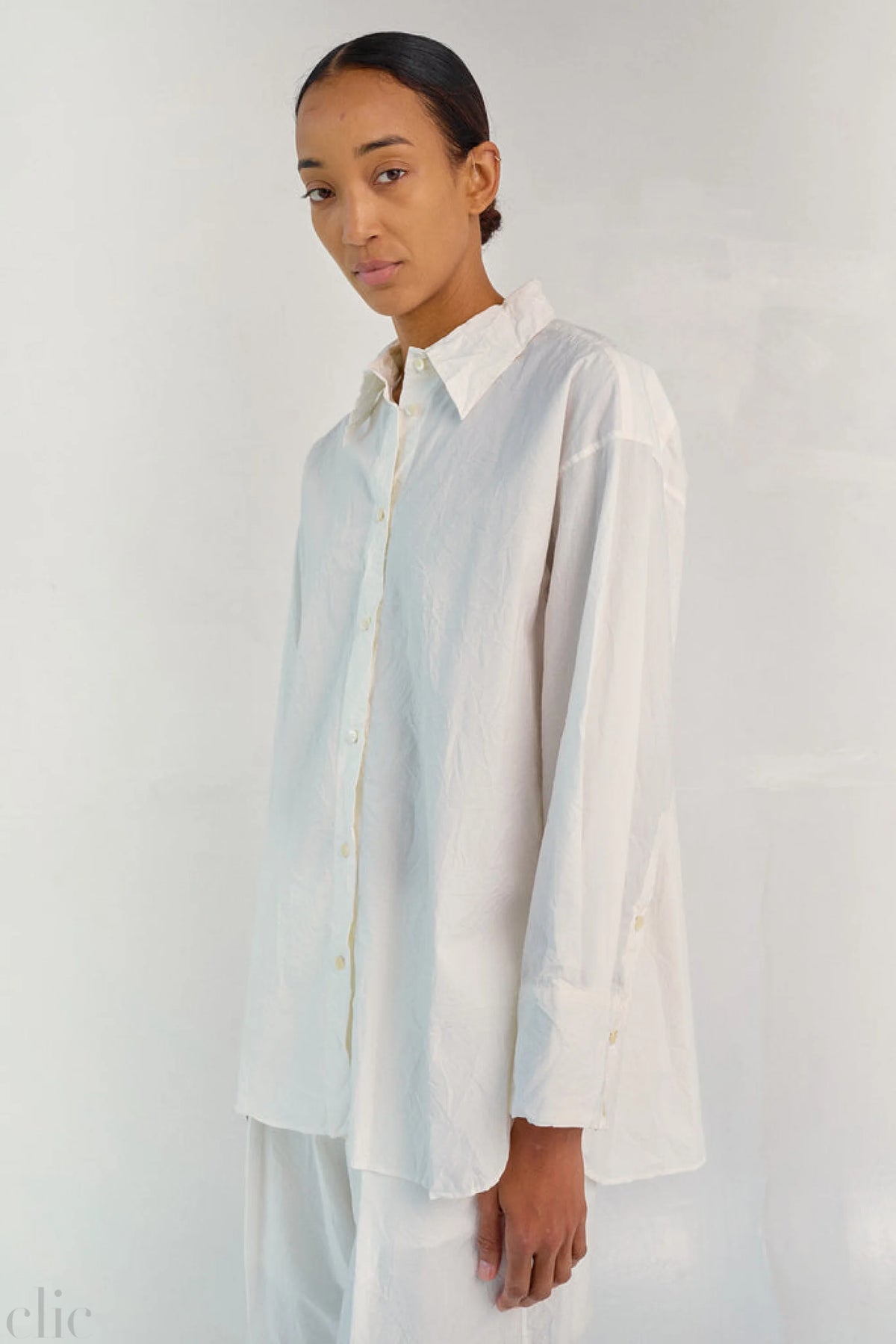 Crinkled Oversized Shirt in White, from Sayaka Davis