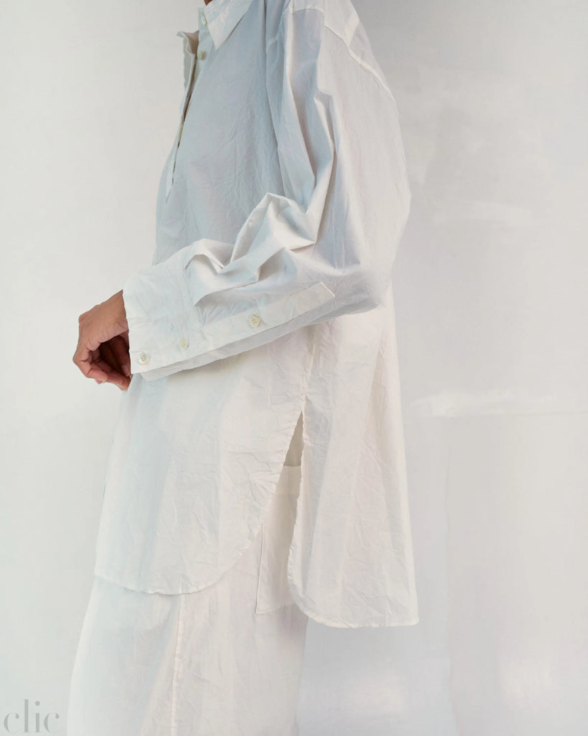 Crinkled Oversized Shirt in White, from Sayaka Davis