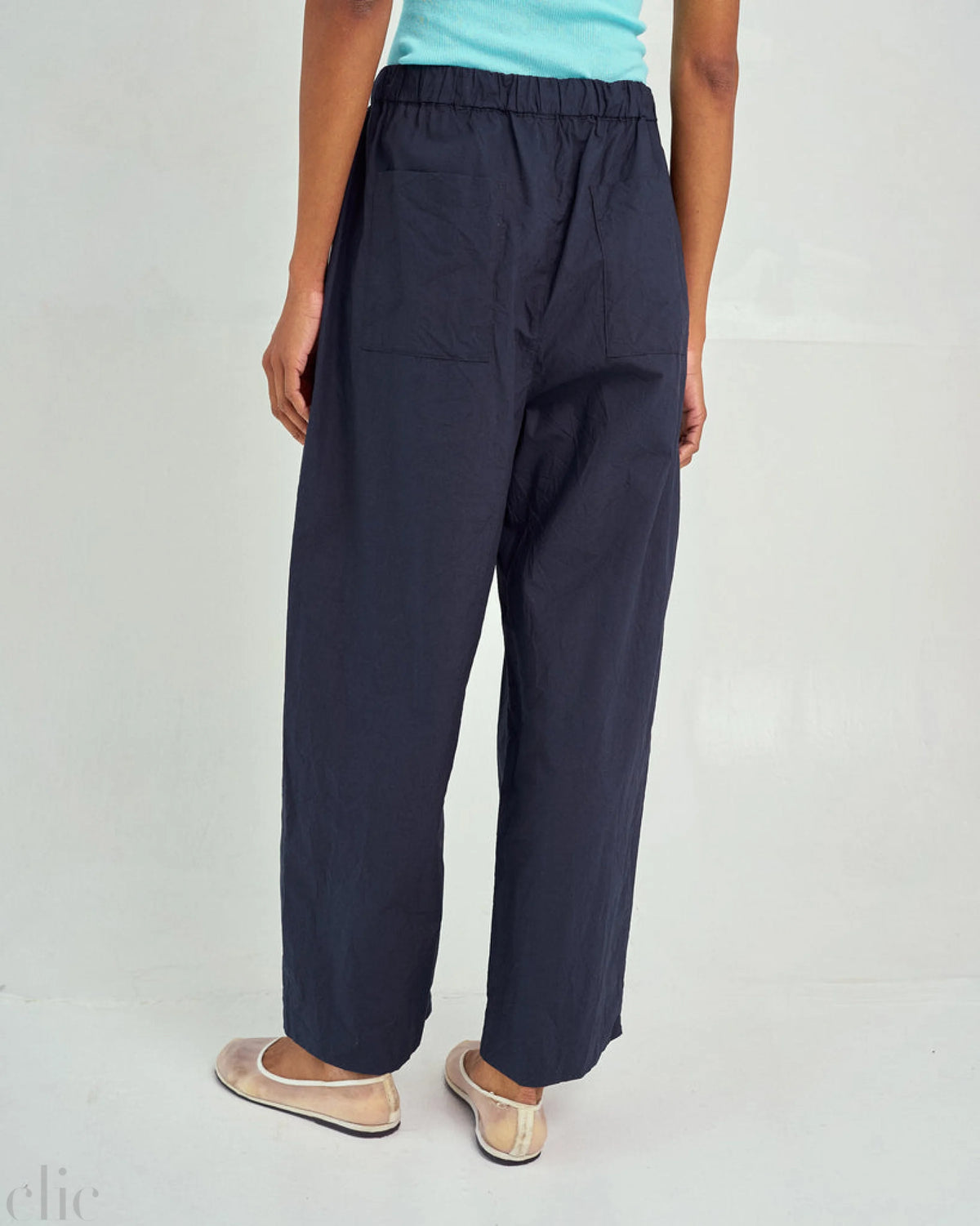 Tucked Pull-On Pants in Navy, from Sayaka Davis
