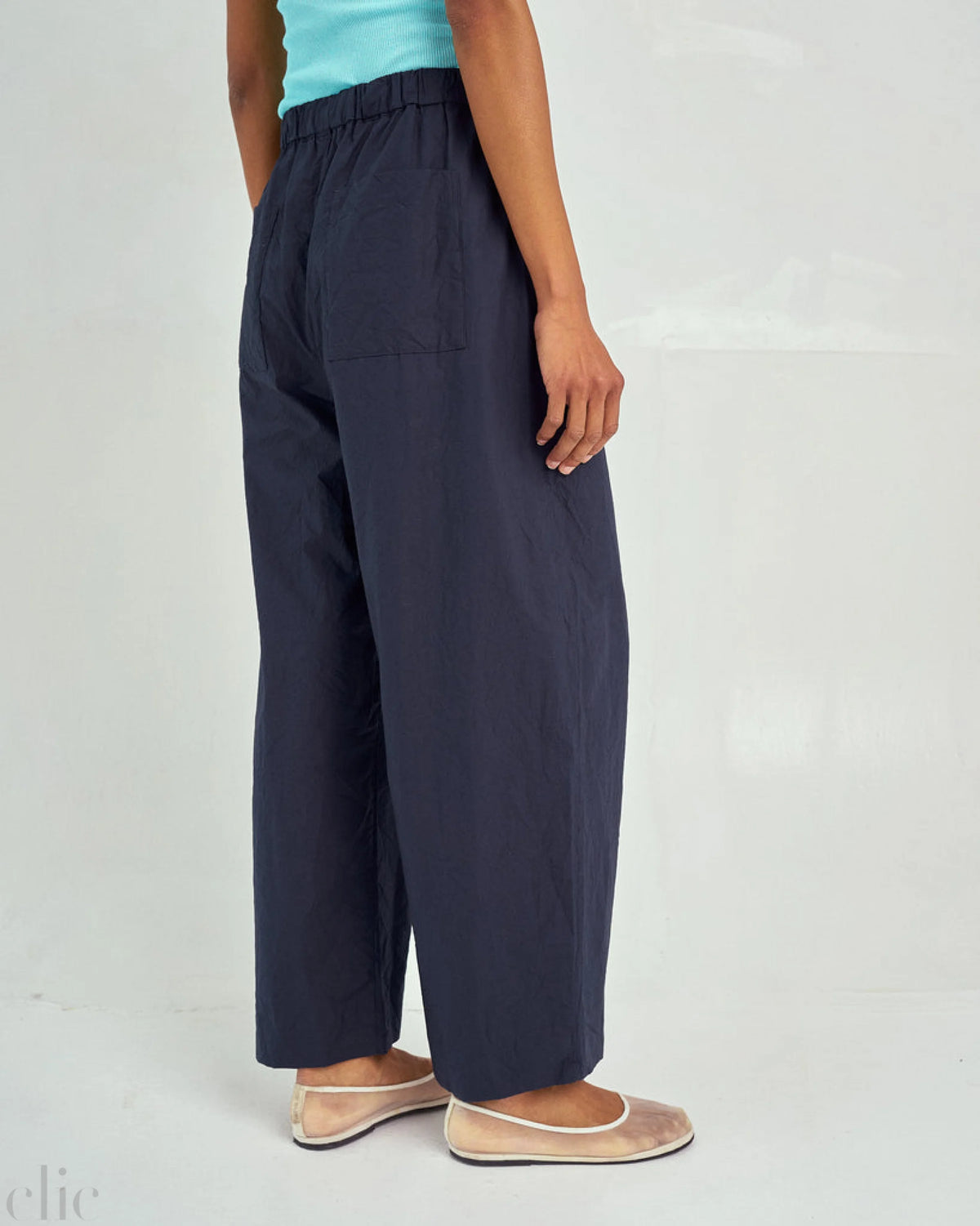 Tucked Pull-On Pants in Navy, from Sayaka Davis