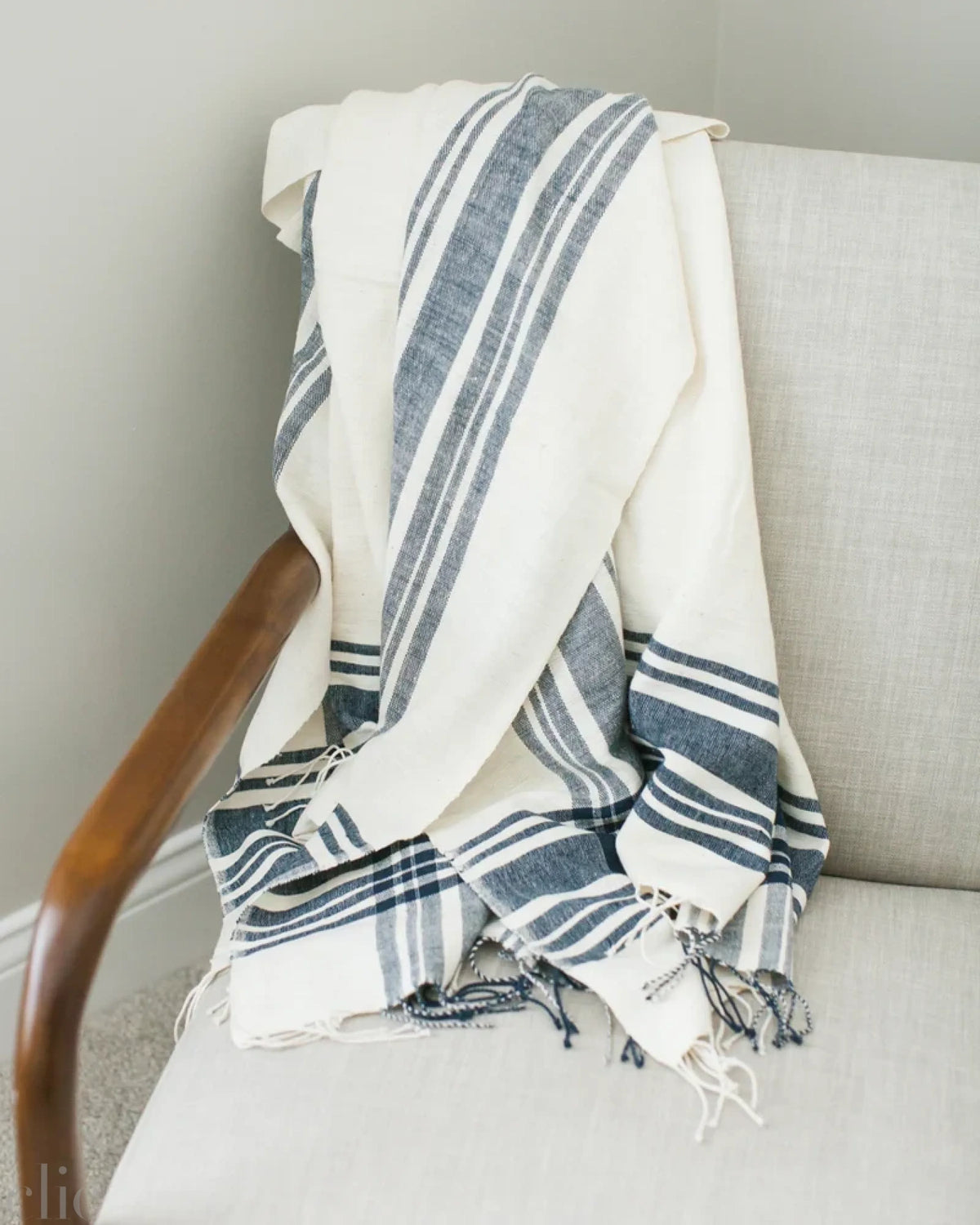 Cabin Hatch Cotton Throw Blanket in Navy, from Creative Women