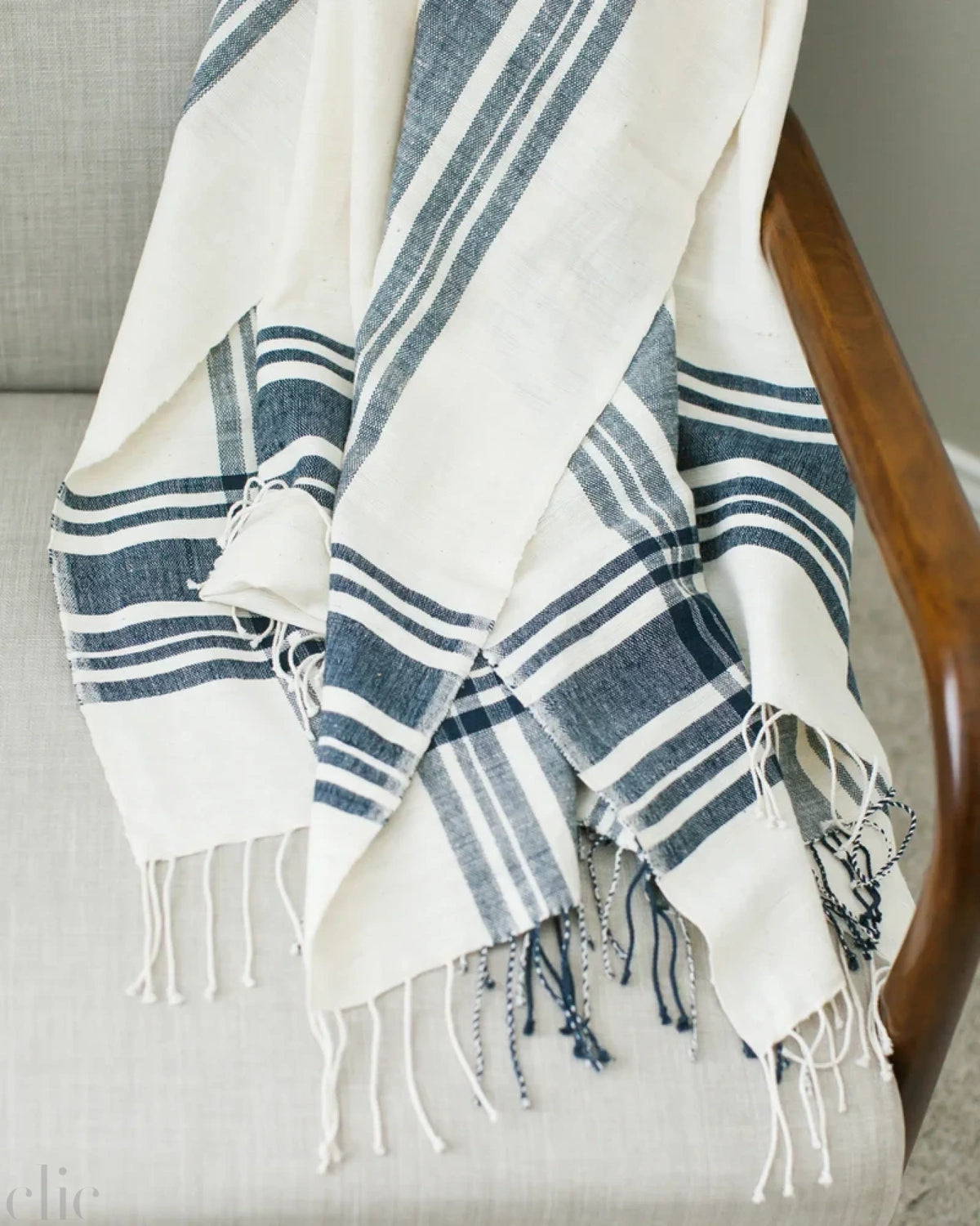 Cabin Hatch Cotton Throw Blanket in Navy, from Creative Women