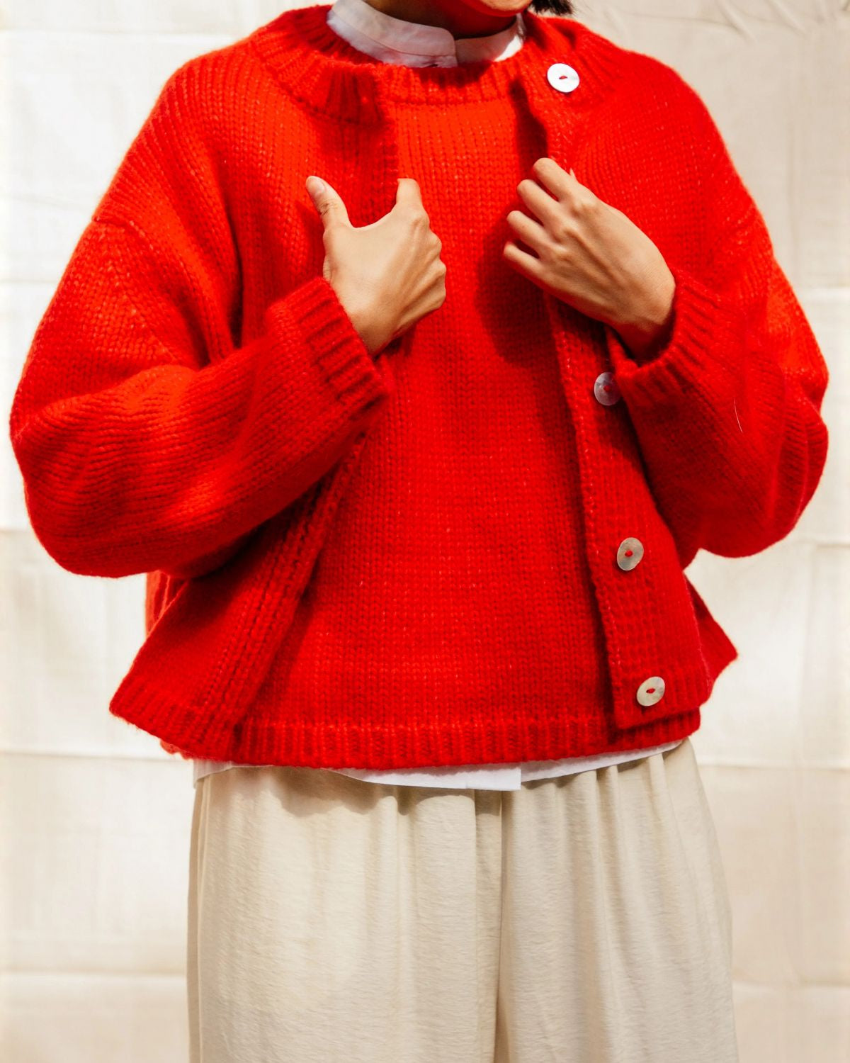 Sheba Cardigan in Habanero, from Nikki Chasin