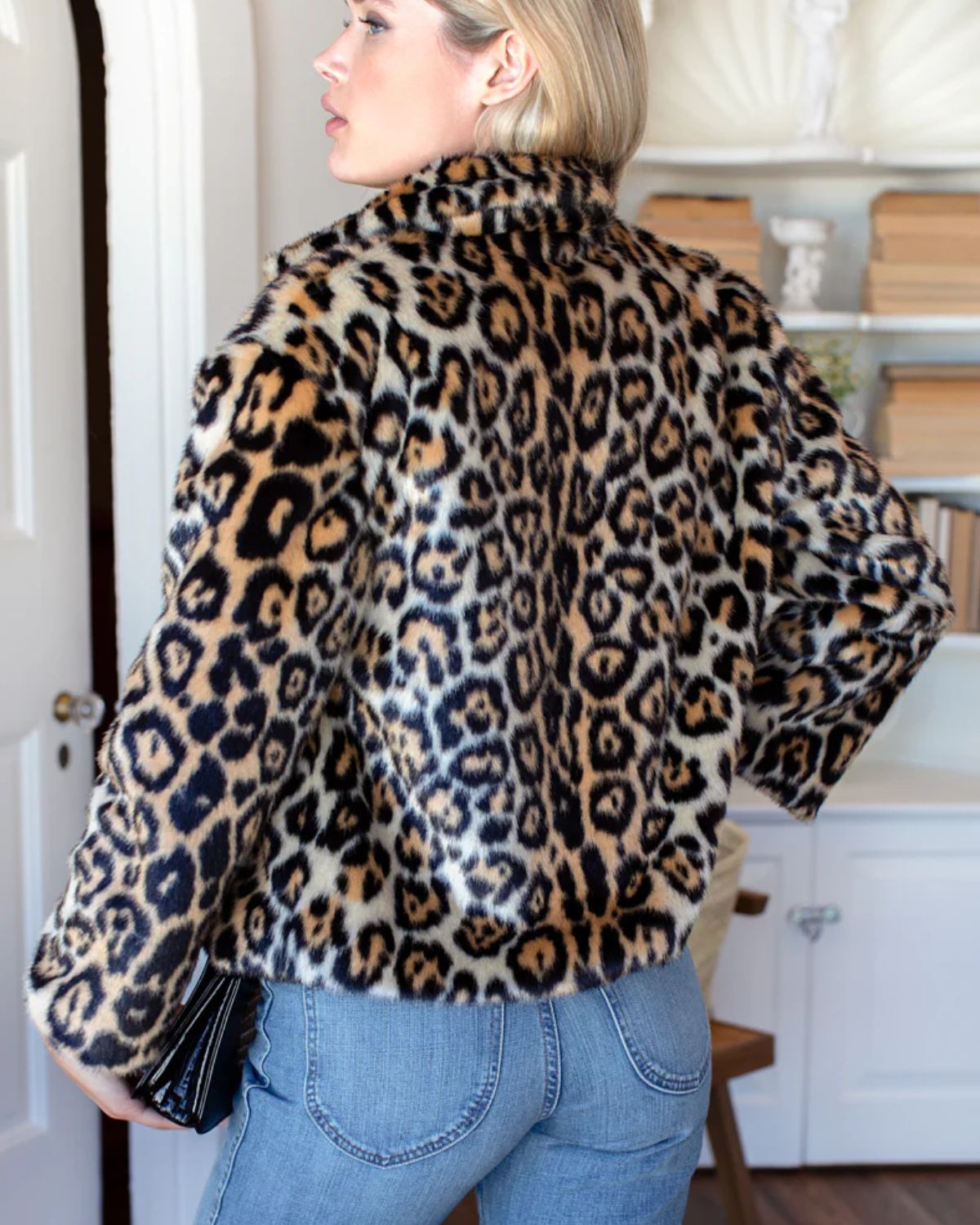 Short 60s Coat in Faux Leopard Fur, from Emerson Fry