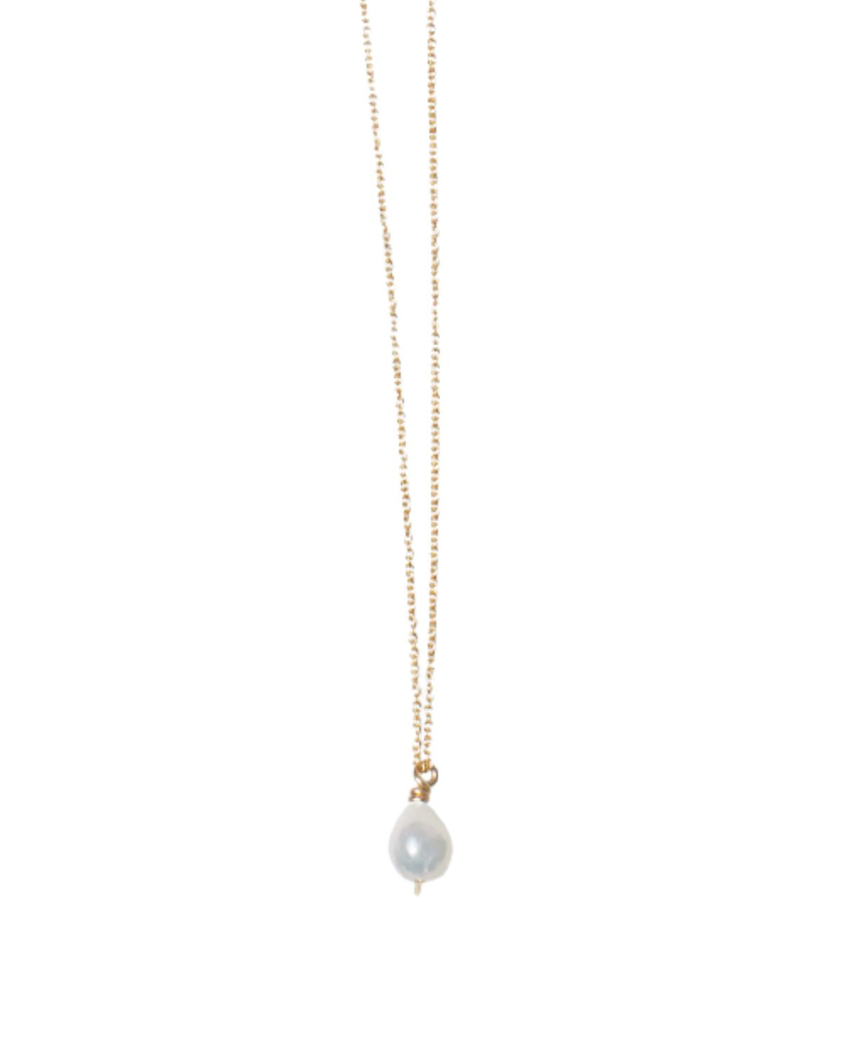 Petite Baroque Pearl Drop Necklace in White, from Mary Macgill