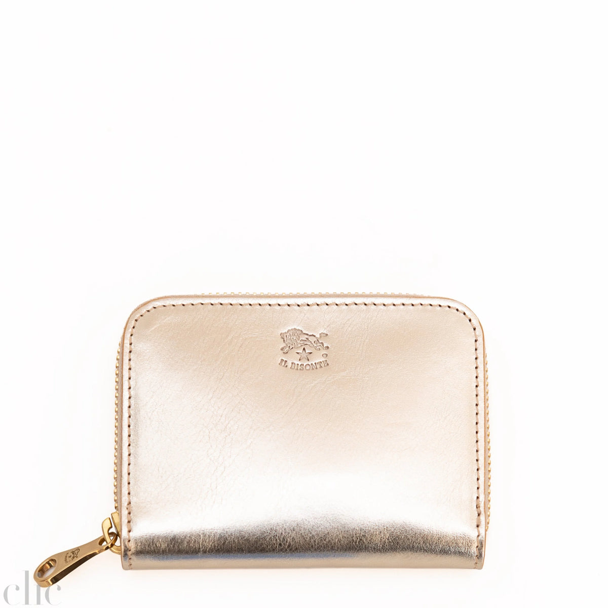 Cestello Small Zip Around Wallet in Metallic Platinum, from IL Bisonte