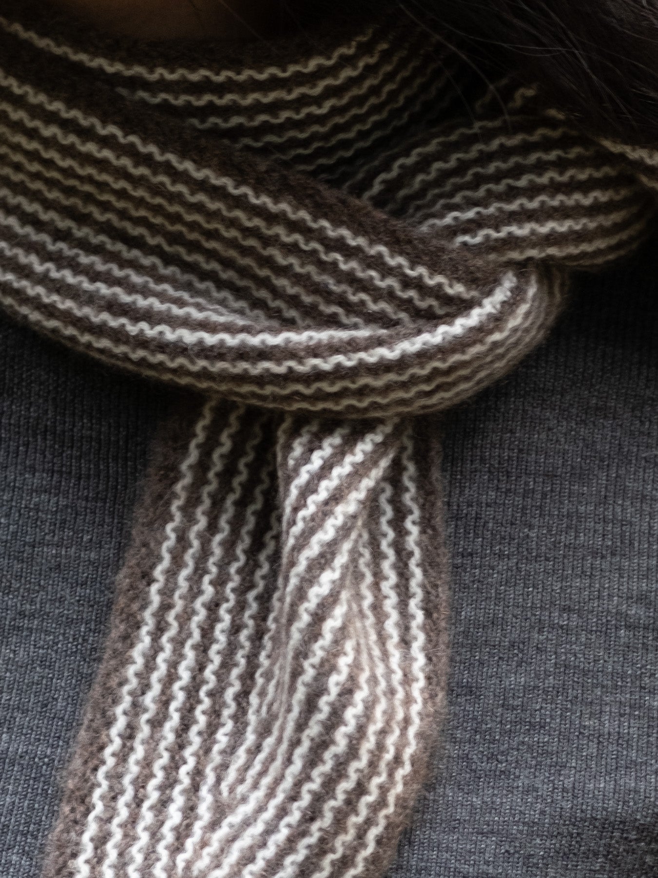 Sailor Cashmere Rib Neck Scarf in Brown, from Oats and Rice