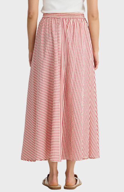 Lucy Skirt in White with Red Stripes, from Brave + True