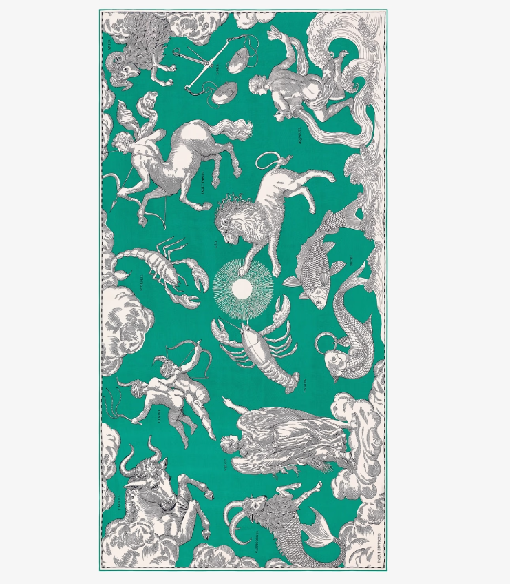 Scarf 100 Astrologie in Green, from Inoui Editions