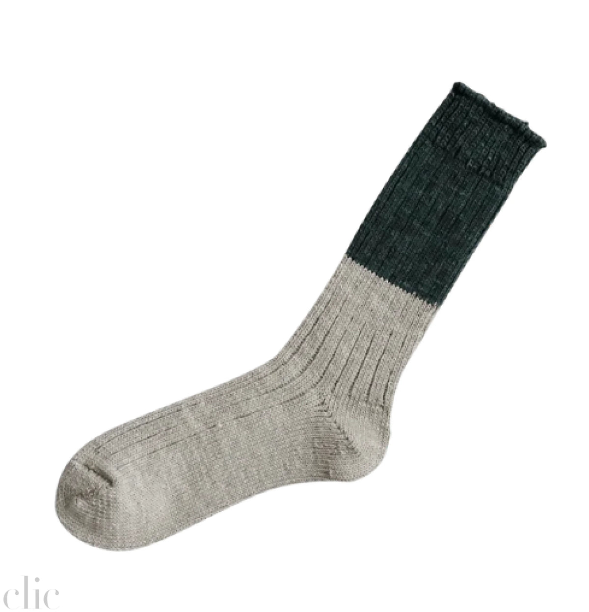 Wool Cotton Slab Socks in Jungle Green, from Knitwin