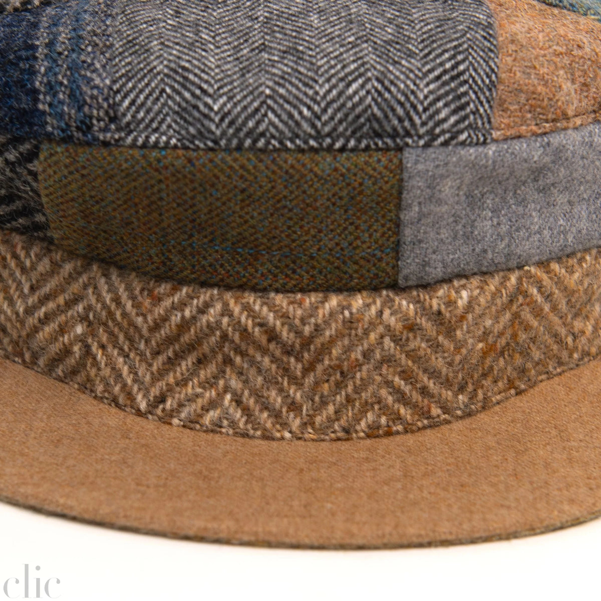 Skipper Tweed Cap in Patchwork Beige and Peak, from Hanna Hats