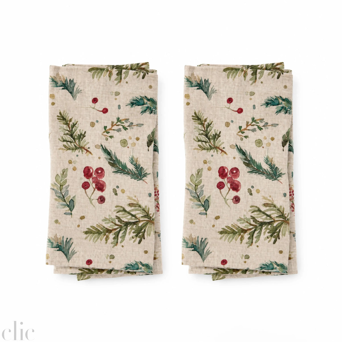 Set of 2 Winter Berry Linen Napkins 20x20, from Linen Tales