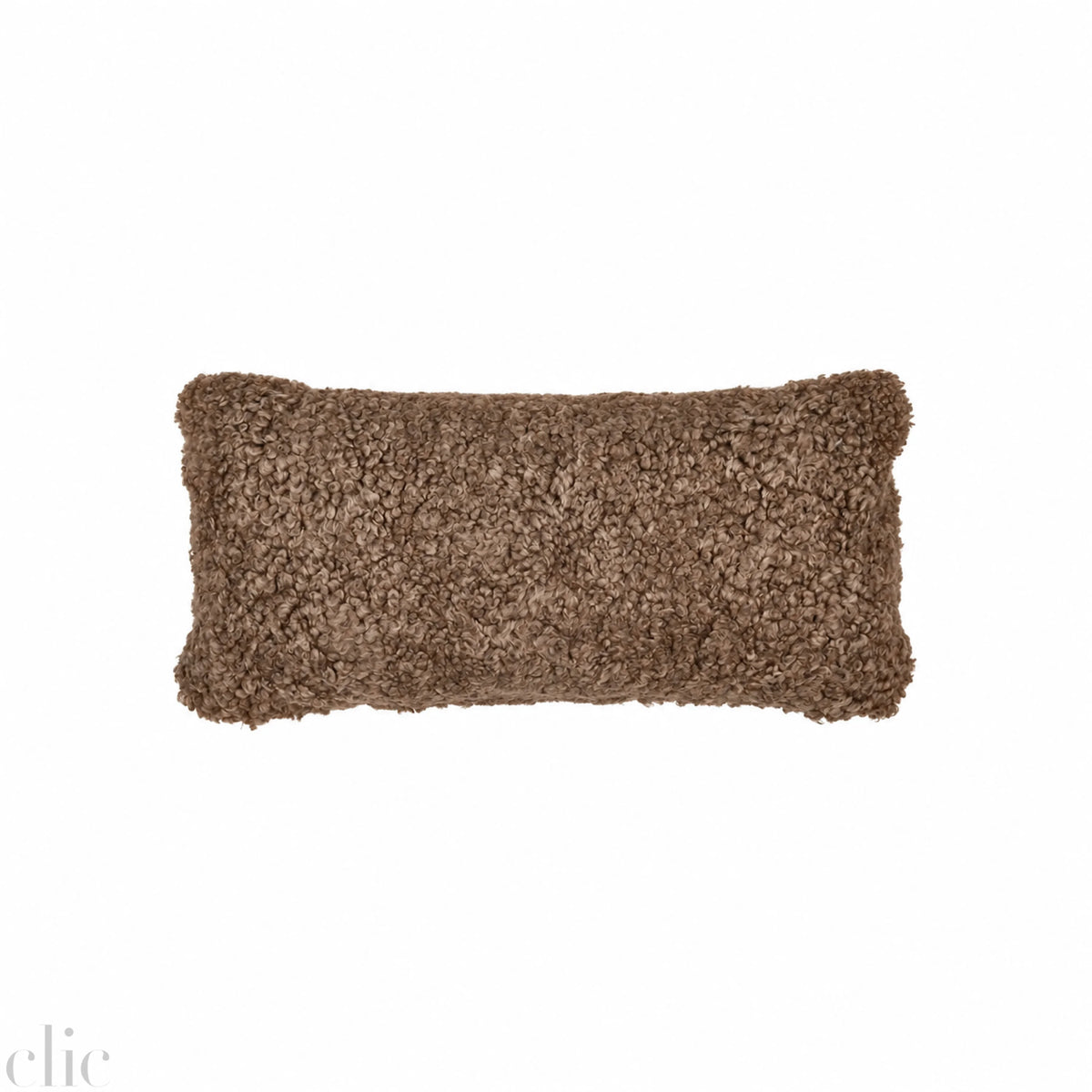 Curly Sheepskin Cushion 12" x 24 in Taupe