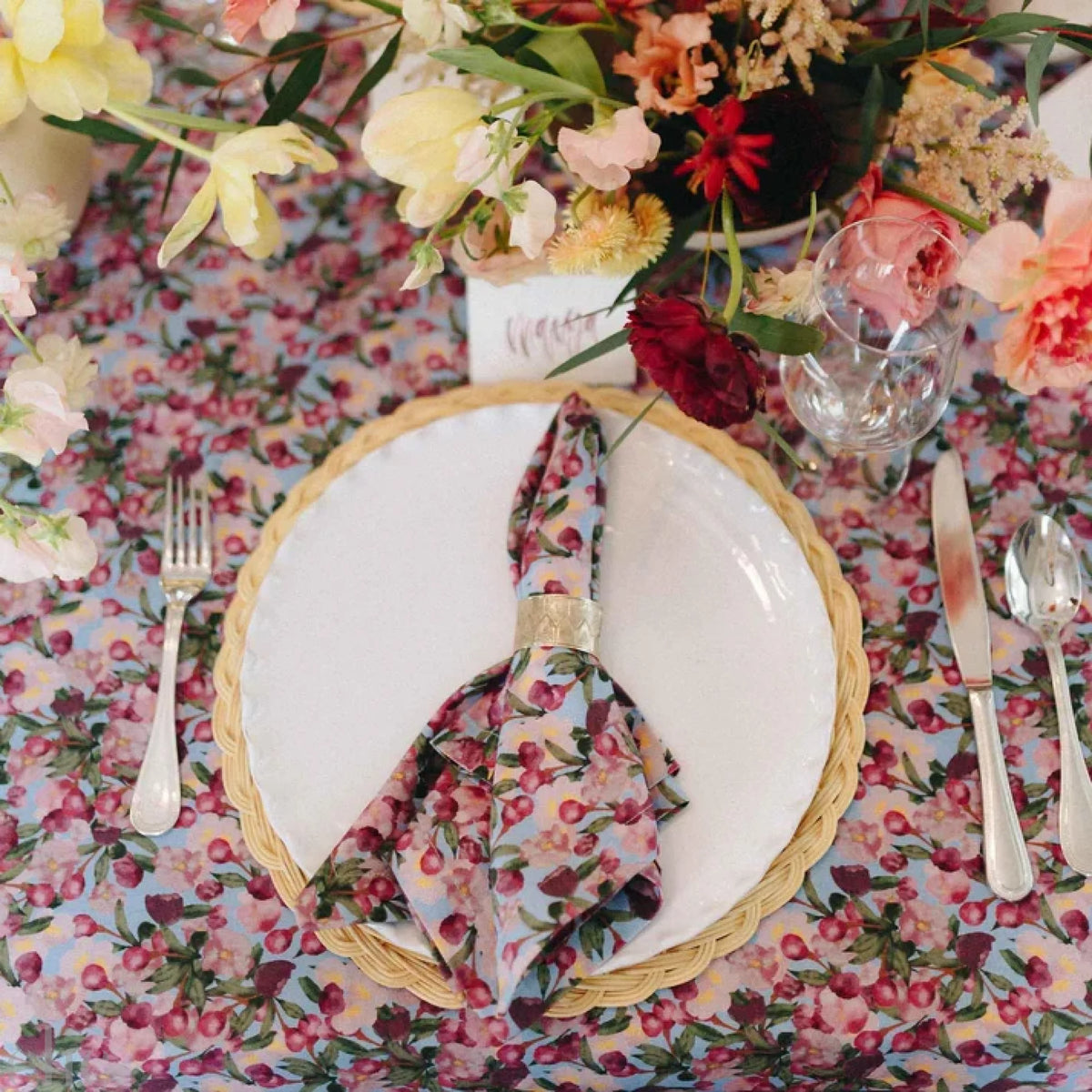 Set of Six Napkins in Romace is Dead Blue, from Sophie Williamson Design
