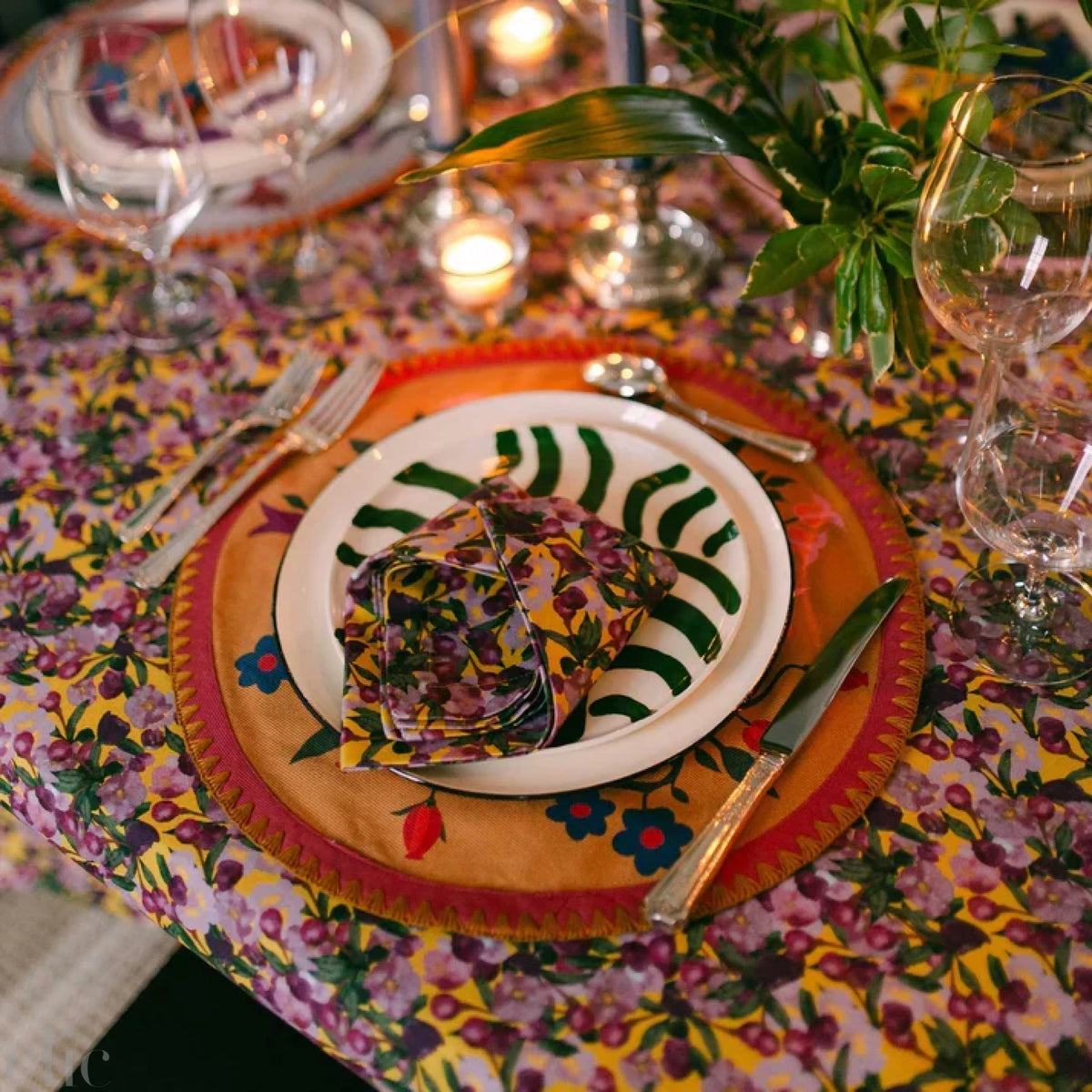 Set of Six Napkins in Romace is Dead Yellow, from Sophie Williamson Design